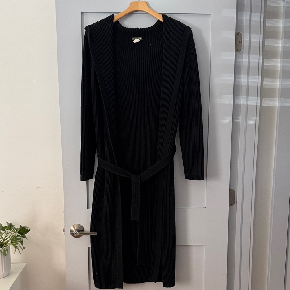 J. Crew Black Ribbed Cardigan with Belt